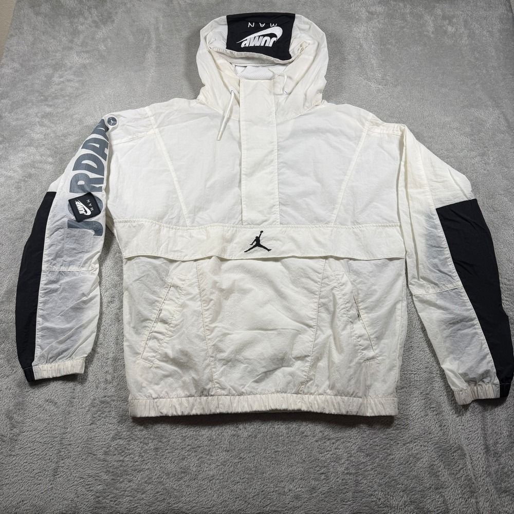 Nike Air Jordan Jumpman Classic Woven Jacket‎ Mens Small White Hooded CV1864-100